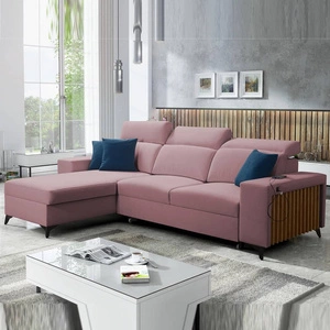 Ecksofa mit Schlaffunktion Kelly Indian Pink Linkshänder Samt Komfort und Funktionalität Ecksofa mit Lattenrost