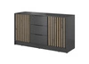Kommode mit Schubladen Aspen 155 cm Grafit / Eiche Artisan Lamellen modernes Design Schranktüren der Kommode mit dekorativen Lamellen