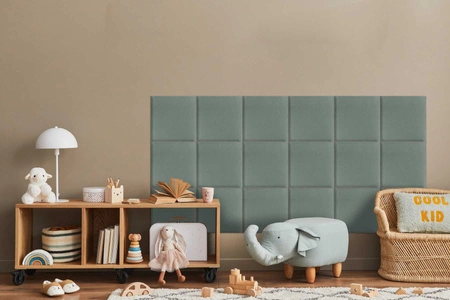 Gepolstertes Paneel Quadra 40x40 cm mint stilvolles Wandpaneel quadratischer Veloursstoff modisches Finish für jede Einrichtung