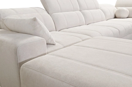 Ecksofa mit Schlaffunktion Penejos VIII Lachsfarbe linke Seite stilvolles Ecksofa Bett aus strapazierfähigem Stoff