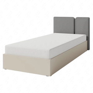 Bett Paguro 90x200 cm mit Container beige Sand ideal für Kinderzimmer mit gepolstertem Kopfteil