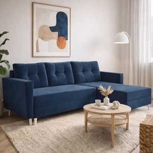 Ecksofa mit Schlaffunktion Telsze blau universal elegantes Ecksofa in skandinavischer Form großes Bettzeugfach