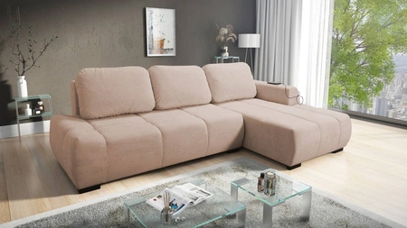 Ecksofa mit Schlaffunktion Zartes Puderrosa rechtsseitig stilvolles Design Ecksofa-Bett, das sich durch seine abgerundete Form auszeichnet