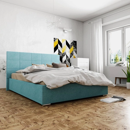 Eljas Polsterbett 160x200 blau mit Kopfteil im modernen Stil ideal für Schlafzimmer