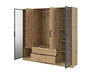 Kleiderschrank Corse 206 cm Eiche handwerklich modernes Design Kleiderschrank mit Glasfronten und geräumigen Schubladen ideal für Schlafzimmer und Büros