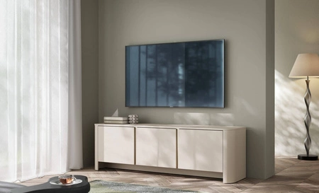 TV-Schrank Bari 168 cm beige stilvoller im modischen Stil geschwungene Kanten dekorative goldene Accessoires