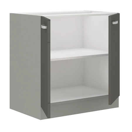 Grau 80 D 2F BB Küchenhochschrank mit Regal, dampf-, hitze- und spritzwassergeschützter Schrank