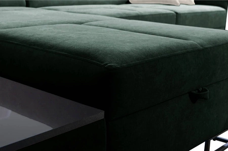 Ecksofa mit Schlaffunktion Alcamo beige links elegantes und stilvolles Ecksofa mit einer ausziehbaren praktischen Schublade an der Seite des Möbels