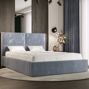 Polsterbett Afrodyta 140x200 mit Stauraum hellblau moderner skandinavischer Stil mit bequemem Kopfteil