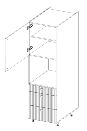 Verdi 60 DPS-215 3S 1F Küchenschrank mit Schubladen für Backofeneinbau ffeuchtigkeits- und beschädigungsbeständiger Schrank schwarze Metallgriffe