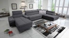 Ecksofa mit Schlaffunktion Dafni V graphit links geflochten komfortables und bequemes Ecksofa mit verstellbaren Kopfstützen