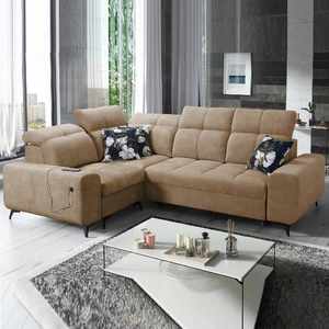 Ecksofa mit Schlaffunktion Buffalo II dunkelbeige links funktionelles und stilvolles Ecksofa mit verstellbaren Kopfstützen