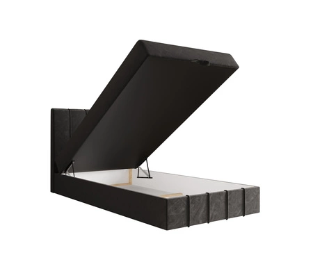 Boxspringbett Casey 100x200 grau Bett im modernen skandinavischen Stil mit gepolstertem Kopfteil Bett mit Staukasten