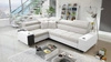 Ecksofa mit Schlaffunktion Dafni II elfenbein/weiß Linkshänder-Ecksofa aus Samt mit Bettzeugablage und Schublade in der Seite