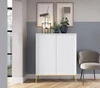 Kommode Lovro 104 cm weiß modernes Design Kommode mit goldenen Accessoires bereichert wird Liebhaber der expressiven Interieur begeistern
