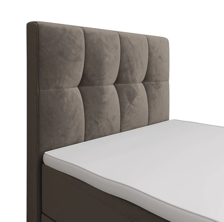 Boxspringbett Manhattan 100x200 hellbraun im modernen skandinavischen Stil mit gepolstertem Kopf- und Fußteil Bett mit Staukasten