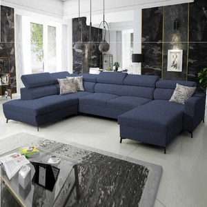 Ecksofa mit Schlaffunktion Savona VI navy blue rechts elegantes und bequemes Ecksofa für Wohnzimmer mit zwei Bettkästen