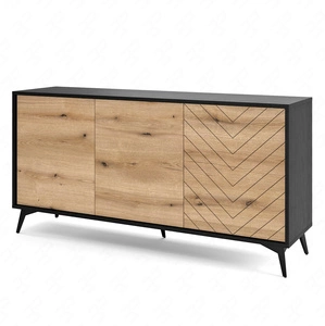 Kommode Gusto 154 cm Schwarz / Eiche Evoke Funktionales und ideales Möbelstück für moderne klassische und skandinavische Innenräume