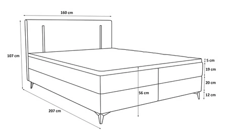 Boxspringbett Norco 160x200 rosa stilvolles Bett mit einem Staufach Beleuchtung im Kopfteil fügt eine einzigartige Note