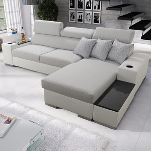 Ecksofa mit Schlaffunktion Provo grau / weiß rechtes Ecksofa mit Bettkasten und Funktionserweiterung