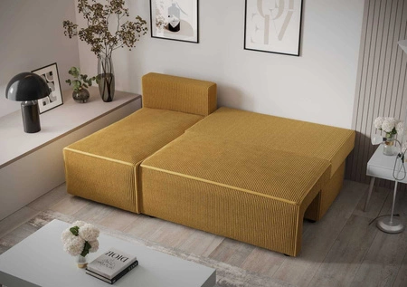 Ecksofa mit Schlaffunktion Brandon grau linke Ecke dreidimensionaler Stoff mit ausdrucksstarken Streifen Bettzeug Container