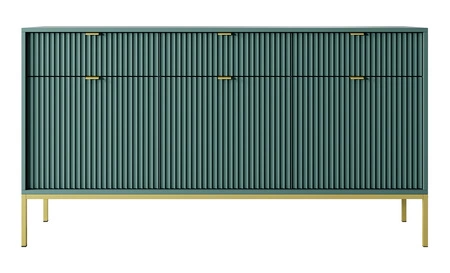 Kommode mit Schubladen Lovro 154 cm pastellgrün modernes Design wird Liebhaber ausdrucksstarker Innenräume begeistern goldenes Metallzubehör