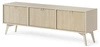 RTV Schrank Wald 158 cm beige / beige Fischgrät skandinavisches Design geschmackvolles Fischgrätdekor auf den Fronten elegante Goldgriffe