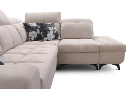 Ecksofa mit Schlaffunktion Buffalo VII honig rechts stilvolles Ecksofa mit Bettzeugcontainern Velourstoff