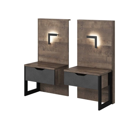 Nachttisch mit Schublade Holte Eiche grange sand / matera modernes Möbeldesign Korpuskanten mit speziellem ABS-Furnier bearbeitet