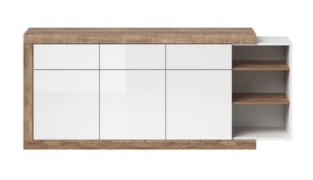 Kommode Sintra 200 cm Eiche samdal / weiß glänzend funktionell ideal für moderne und skandinavische Innenräume