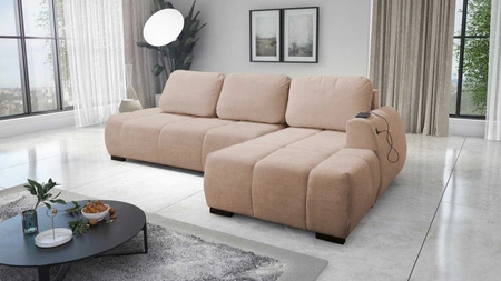 Ecksofa mit Schlaffunktion Zartes Puderrosa rechtsseitig stilvolles Design Ecksofa-Bett, das sich durch seine abgerundete Form auszeichnet