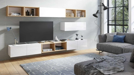 Möbelset Apulia XXVI weiß glänzend / Eiche gold extrem stilvolles Möbelset einfache Elemente, die in jedes Interieur passen