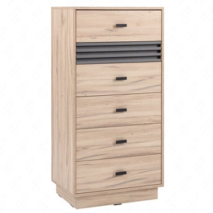 Kommode mit Schubladen Estan 60 cm Eiche estan hell / anthrazit modernes Möbeldesign hochwertige Verarbeitung Kommodenkante mit Spezialfurnier verarbeitet