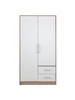Kleiderschrank Caspe 100 cm hell sonoma Eiche / weiß modernes Design ABS-Finish und Aluminiumgriffe