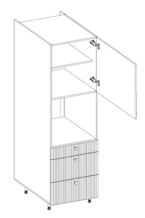 Chevron 60 DPS-215 3S 1F Küchenschrank mit Schubladen für Backofeneinbau feuchtigkeits- und beschädigungsbeständige Fronten mit dekorativem Fischgrätenmuster