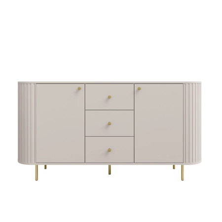 Kommode mit Schubladen Ovalio 165 cm beige moderne Form ovalförmige Kommode für das Wohnzimmer dekorative Fräsungen am Korpus