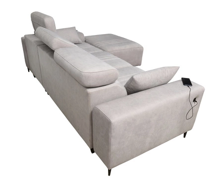 Ecksofa mit Schlaffunktion Castel beige rechte Ecke komfortables und stilvolles Schlafsofa mit Bettzeugcontainer
