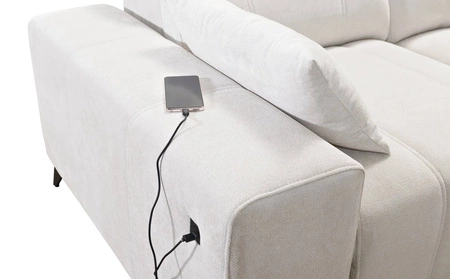 Ecksofa mit Schlaffunktion Penejos VI hellgrau linke Seite stilvolles Ecksofa mit zwei Bettkästen strapazierfähiger Stoff