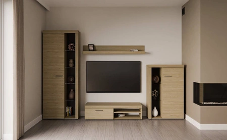 Wohnwand Rene Eiche geölt innovatives Design modernes Arrangement mit elegantem Charakter mit umfangreicher Funktionalität