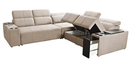 Ecksofa mit Schlaffunktion Tesalia III grün rechts Komfort-Ecksofa mit verschiebbarer Rückenlehne zwei Container für Bettzeug