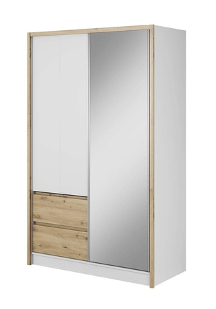 Cento Schiebeschrank 134 cm weiß / Eiche artisan modernes Design Kleiderschrank ideal für ein Schlafzimmer Kleiderschrank oder Flur