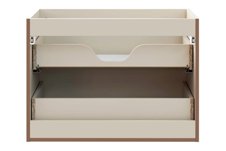 Waschtischunterschrank Donna Sand 80 cm beige eleganter Hängeschrank mit dekorativer Umrandung goldene Griffe aus Metall