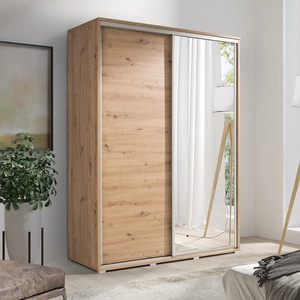 Verspiegelter Schiebeschrank Penelope 205 cm Eiche handwerklich moderner Kleiderschrank ideal für eine Schlafzimmergarderobe oder Flur