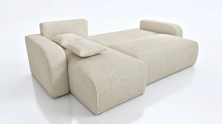 Ecksofa mit Schlaffunktion Fiesta grau Esche universal Ecksofa für Wohnzimmer geflochtener Stoff Bettzeug Container