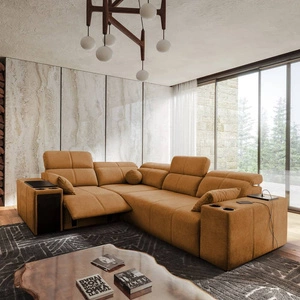 Ecksofa mit Schlaffunktion Tesalia II Lux honey links komfortables Ecksofa mit verschiebbarer Rückenlehne und ausziehbarer Fußstütze