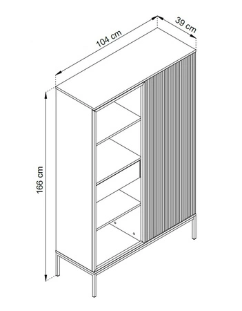 Vitrine Amma 104 cm schwarz / eiche wotan mit schublade moderne form stilvolle wohnzimmerausführung push to open system
