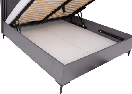 Bett Estan 160x200 cm anthrazit ideales Bett für das Schlafzimmer ABS-Kante Designer-Polsterkopfteil