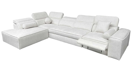 Ecksofa mit Schlaffunktion Viano XI Lux grau Esche links Design-Ecksofa mit ausziehbarem Fußteil und Bettzeugstaufach