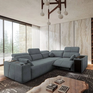 Ecksofa mit Schlaffunktion Tesalia II Lux grau rechts bequemes Ecksofa mit verschiebbarer Rückenlehne und ausziehbarer Fußstütze