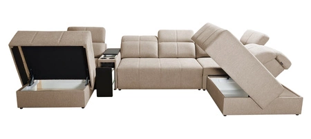 Ecksofa mit Schlaffunktion Tesalia V honey links komfortables Ecksofa mit Schublade und Schiebefunktion der Rückenlehne